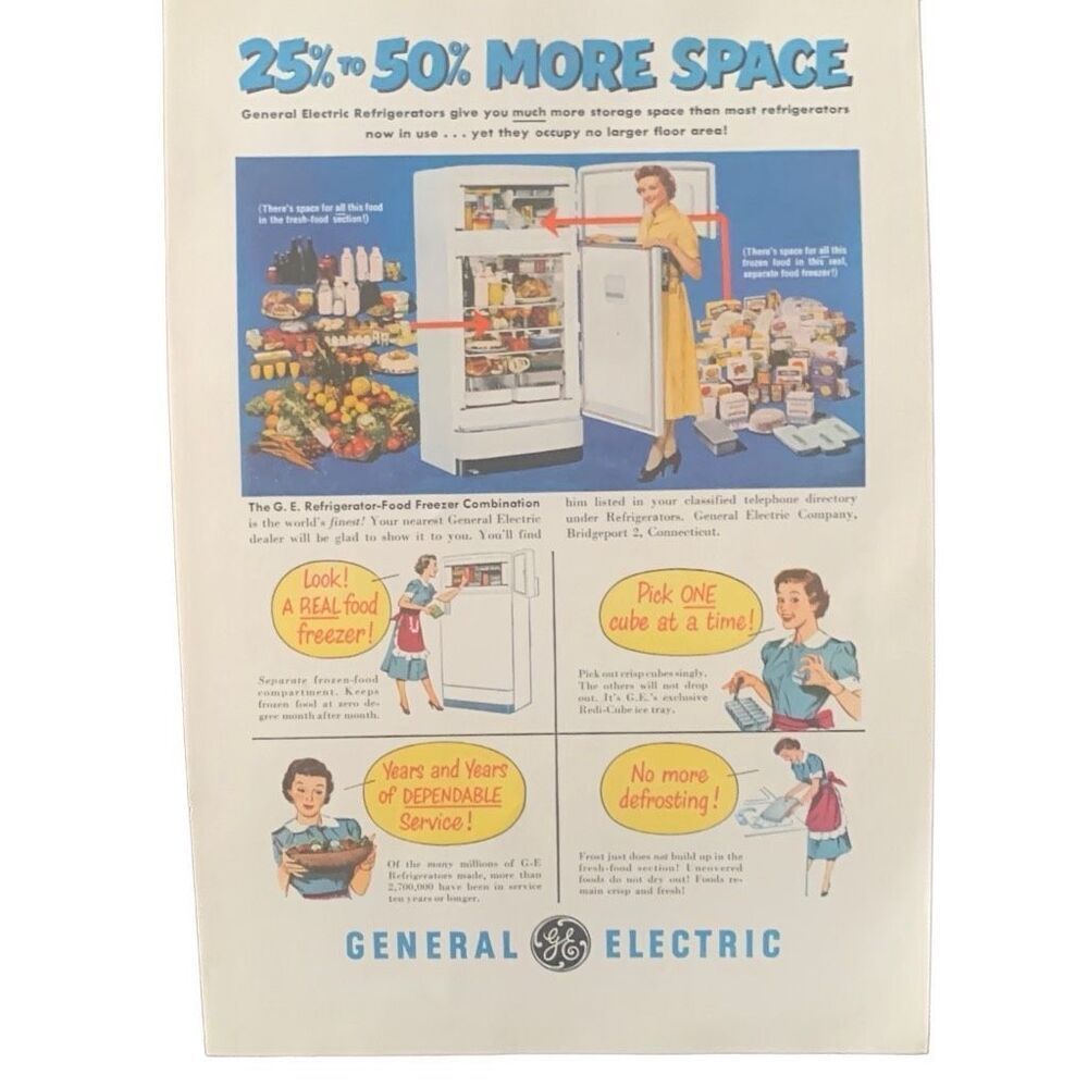 Vintage 1951 General Electric GE More Space Ad Advertisement